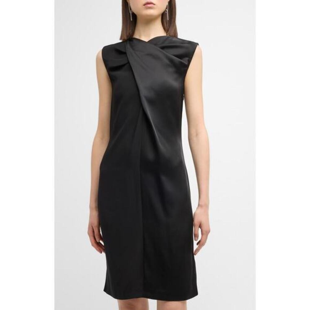 Burberry  Draped Satin-back Crepe Dress in‎ Black